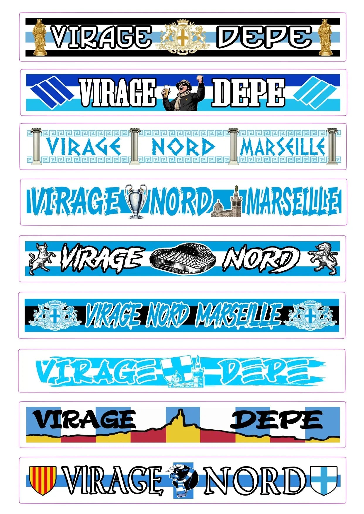 Planche de stickers Virage Nord Virage Sud